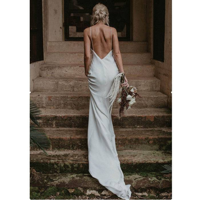 Little White Evening Gown With Train Brigade Shot Long Dress - Royalessencelux