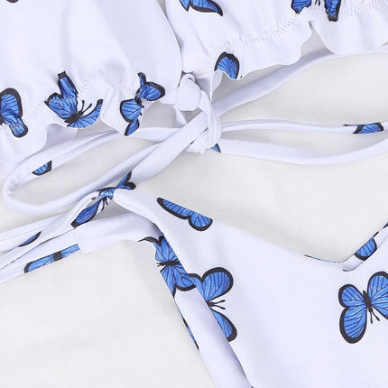 New Butterfly Print Swimsuit Lace Thong Women Bikini Bikini - Royalessencelux