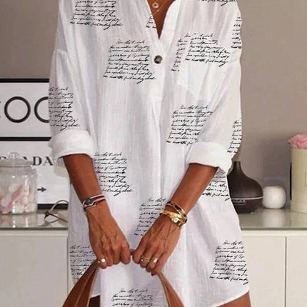 Letter Printed Slim Shirt Dress Women - Royalessencelux