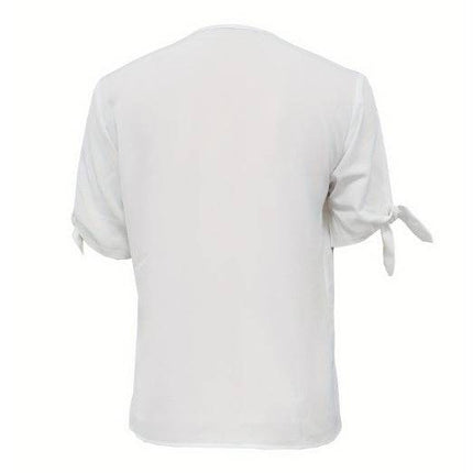 Women's Solid Color Leopard Print Collar Design, Bow Tie, Fashionable And Versatile Top - Royalessencelux