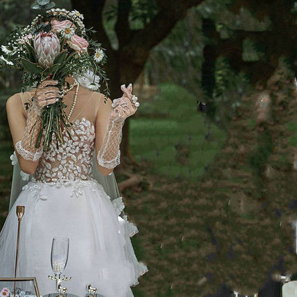 Lace V-neck Summer Couple Photo Shoot Travel Wedding Dress - Royalessencelux