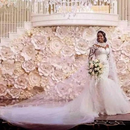 Long Sleeves Mermaid  White Wedding Dress - Royalessencelux