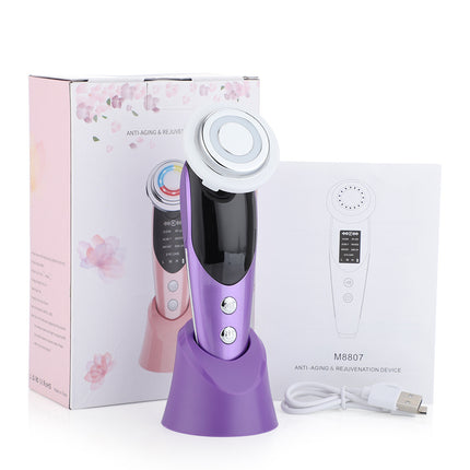 7-in-1 Facial Massager EMS Micro-current Color Light Vibration LED Beauty Purifying Introducer Skin Care Beauty Device - Royalessencelux