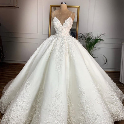 Deep V-neck Sexy Lace Floor-length Wedding Dress Romantic Aura Dignified Wedding Banquet Welcome 2024 New Spring - Royalessencelux