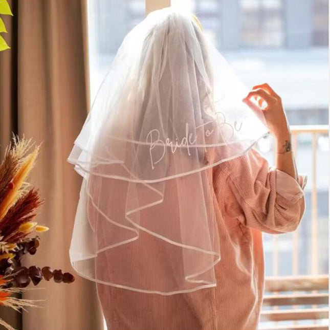 Bachelor Party Bridal Comb Double Layer Veil - Royalessencelux