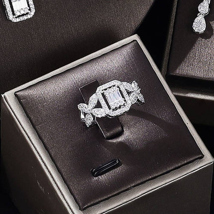 Zircon Necklace Earrings Bracelet Ring Set Of Four - Royalessencelux