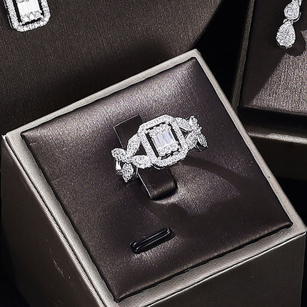 Zircon Necklace Earrings Bracelet Ring Set Of Four - Royalessencelux