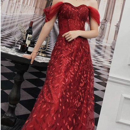 Lace Slim Slimming Bridal Evening Dress - Royalessencelux