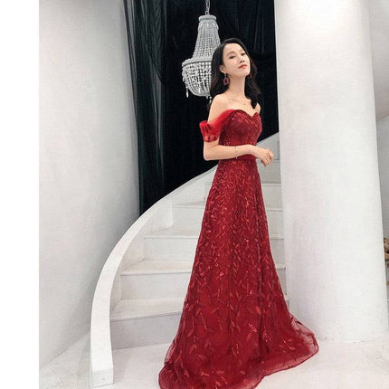 Lace Slim Slimming Bridal Evening Dress - Royalessencelux