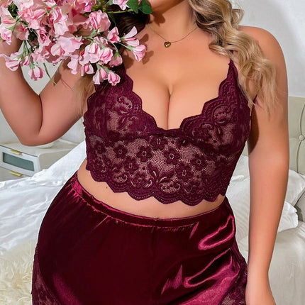 Women's Season Lace Strap Plus Size Two-piece Suit Underwear - Royalessencelux