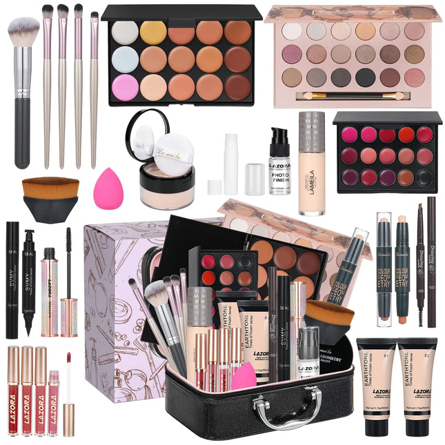 All in One Makeup Kit for Women Multi-Purpose Makeup Kit - Eyeshadow Palette Concealer Foundation Adult Professional and Beginner Makeup Kits Portable Full Trunk Makeup Kit Womens Full Makeup Kit - Royalessencelux