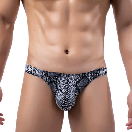 Maiclaice Mens Ice Silk Thong Leopard Low Rise Bikini Briefs Underwear Gray Medium - Royalessencelux