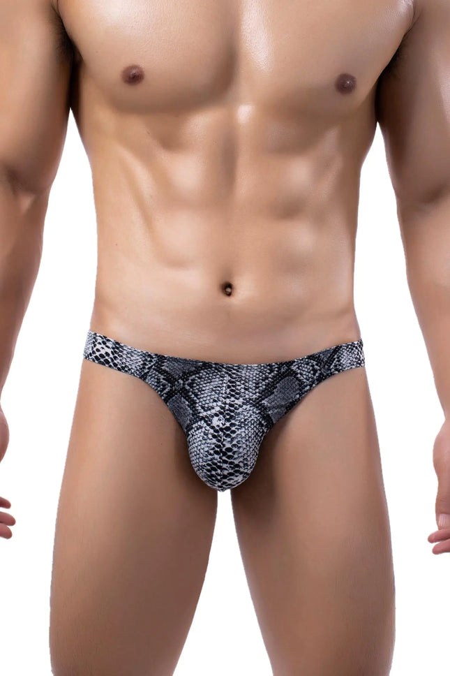 Maiclaice Mens Ice Silk Thong Leopard Low Rise Bikini Briefs Underwear Gray Medium - Royalessencelux