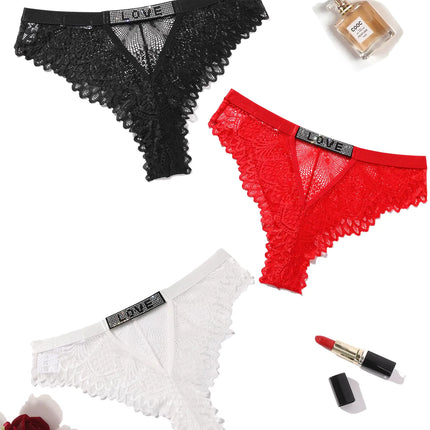 Avidlove Women Sexy Panties Lace Cheeky Panty Rhinestone Bikini Underwear 1-4 Pack - Royalessencelux