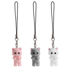 lasuroa 3pcs Cat Phone Charms 3 Colors Cute Phone Charms Y2K Fluffy Phone Keychain Charms Kitten Mobile Phone Pendant for Phone Backpack Keyring Purse - Royalessencelux