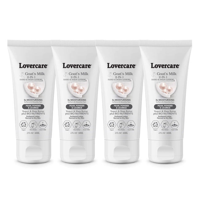 Lovers Care 4-PACK Goat Milk Body Lotion for Dry Skin Pearl 2 fl oz (60ml) - 4-PACK - Royalessencelux