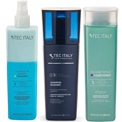 Tec Italy Reconstruction Package: Due Faccetta 10.1 Oz + Shampoo 10.1 Oz + Balsami Totale 10.1 Oz - Royalessencelux