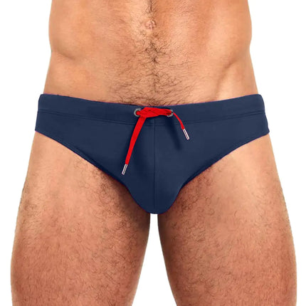 Mens Swimwear Bikini Swimming Briefs Pad Swimsuits Board Surf Shorts Trunks (Large Navy) - Royalessencelux