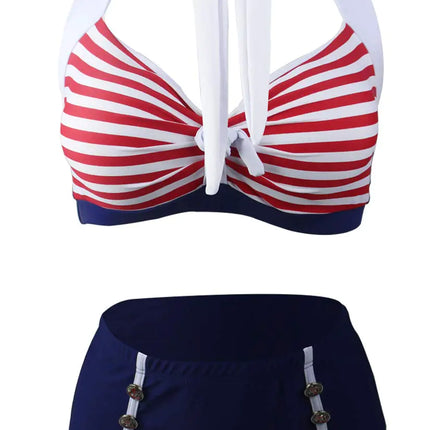 Womens Floral Halter High Waist Bikini Swimsuit Floral Printing Bathing Suits 2 Pieces - Royalessencelux