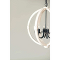 Rustic white globe wood chandelier featuring a distressed wooden sphere with black metal accents and clear glass bulbs