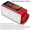 Red rectangular s91s fashion wireless bluetooth speaker clock with digital display and built-in projector