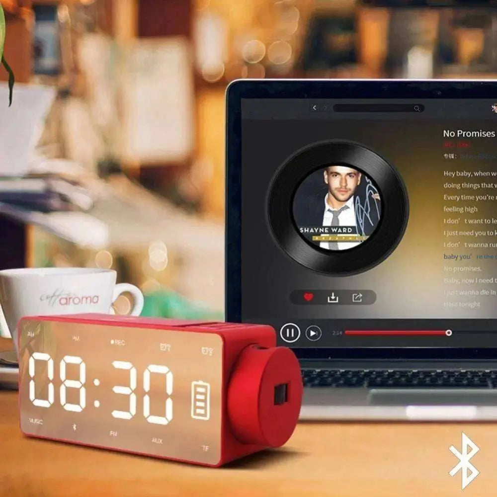 Red rectangular s91s fashion wireless bluetooth speaker clock with led display and bluetooth connectivity digital alarm clock