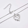 Silver heart necklace s925 fashionable pet design with dog paw silver cutout and dog silhouette on box chain
