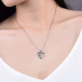 Silver heart necklace s925 fashionable pet dog paw design with delicate chain and small embedded stones in silver color