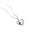 Silver heart necklace with a black dog paw silver print and sparkling crystal embellishment s925 fashionable pet design