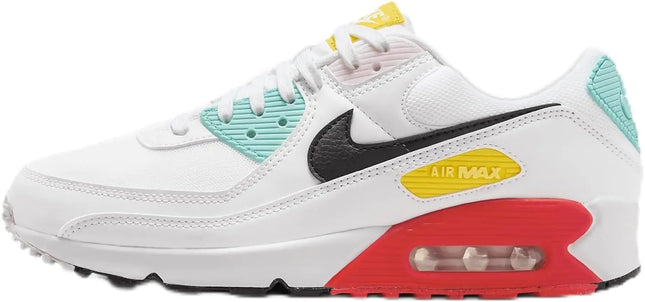 Nike Air Max 90 Womens Shoes (FZ3622-100 White/Pink Foam/Bright Crimson/Black) Size 9 - Royalessencelux