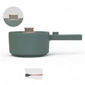 Sleek sage green matte silicone electric cooking pot with matching lid and handle for efficient cooking