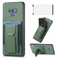 Green woven-textured samsung galaxy note 9 case with card slots and stand for hands-free use and secure storage
