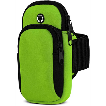 Bright green and black galaxy z flip fitness case with zipper closure and elastic strap flip sports armband for running