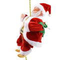 Red and white plush santa claus climbing rainbow ornament holding green gift with gold bead chain rainbow parachute toy