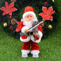 Red and white plush Santa Claus figurine holding a violin in the claus climbing rainbow parachute toy collection
