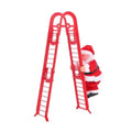 Red plastic ladder with santa claus figurine climbing for claus climbing rainbow parachute toy display