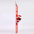Red plastic christmas tree ornament featuring santa claus climbing rainbow ladder with star for climbing rainbow parachute toy