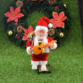 Plush santa claus climbing rainbow figurine playing orange guitar on gold skateboard in climbing rainbow parachute toy