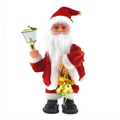 Red and white plush santa claus figurine holding a golden lantern for claus climbing rainbow parachute toy
