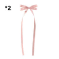 Delicate pink satin bow braided hair ribbon with long flowing tails for hair tie double styling