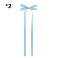 A light blue satin bow braided hair ribbon tie set featuring a delicate satin bow with long flowing tails