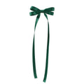 A deep green satin bow braided hair ribbon tie set with long tails for elegant hair styling and hair tie double use