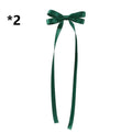 Deep green satin bow braided hair ribbon tie set featuring a neat bow with long flowing tails for hair styling