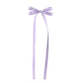 Lavender satin bow braided hair ribbon tie set featuring a delicate satin bow with long flowing tails for hair styling