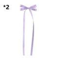 Delicate lavender satin bow braided hair ribbon tie set with long flowing tails for hair tie double styling