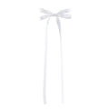 A delicate white satin bow braided hair ribbon tie set featuring a neat bow with long flowing tails for hair styling