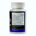 White plastic supplement bottle with ribbed cap and black label showing ingredients for sea moss and black seed oil capsules