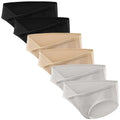Set of five seamless ribbed cotton maternity underwear briefs in black beige and white with ribbed texture