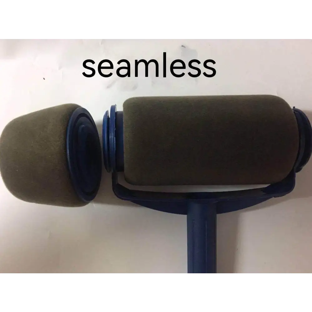 Blue-handled seamless sponge corner paint roller with olive-green foam for precise corner paint application