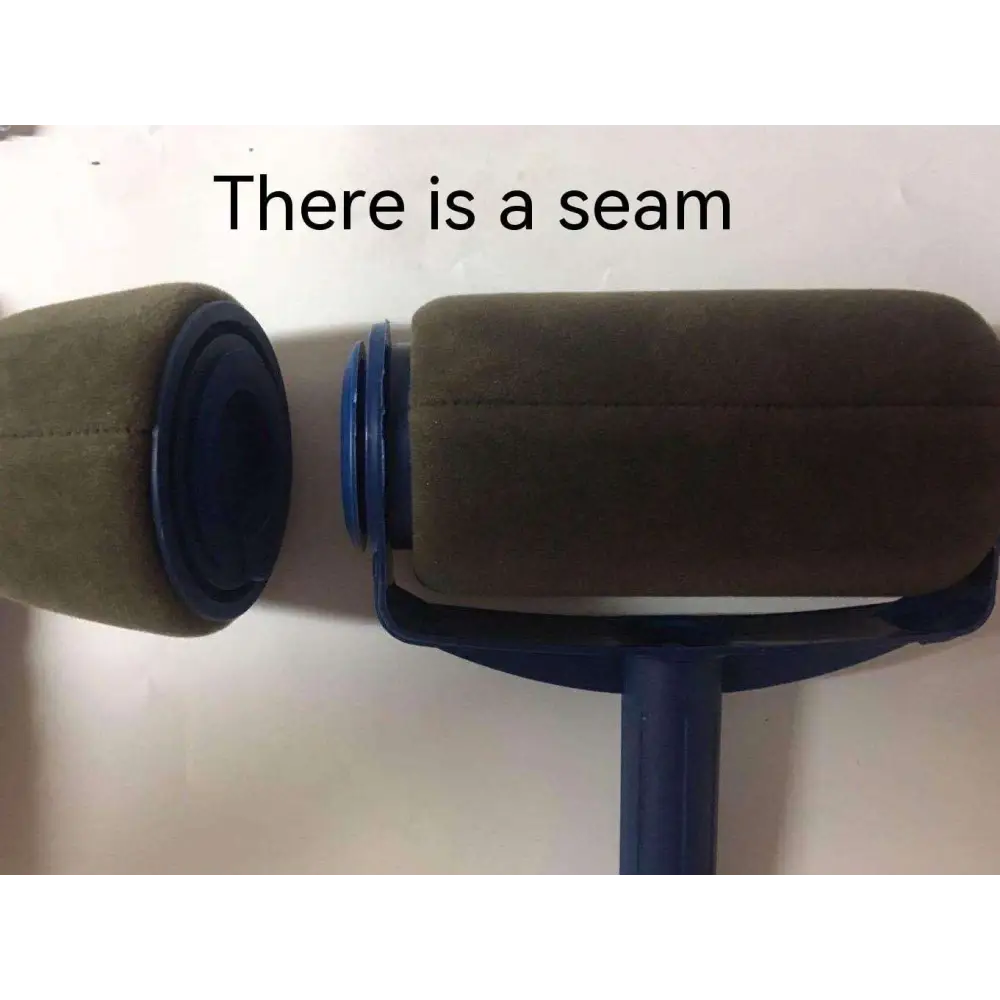 Olive green seamless sponge corner paint brush roller with blue plastic handle for precise corner paint application